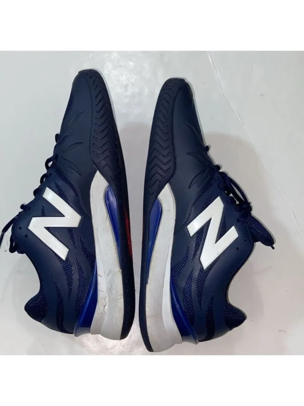 New Balance 1296v2 Men's Navy Athletic Shoes with Coral Accents